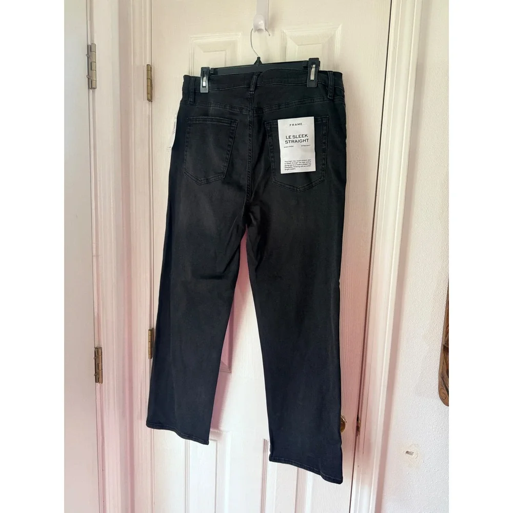 FRAME Le Sleek Straight High Rise Cropped Jeans Kerry Black‎ LSLS208 Womens 32 - Picture 5 of 5